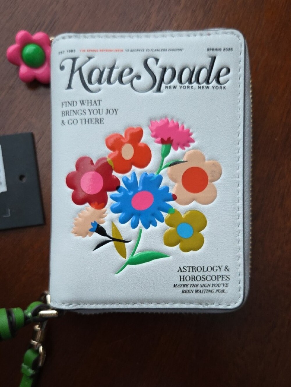 Kate Spade White Floral Wristlet with Bright Multicolor Blooms - Picture 2 of 4